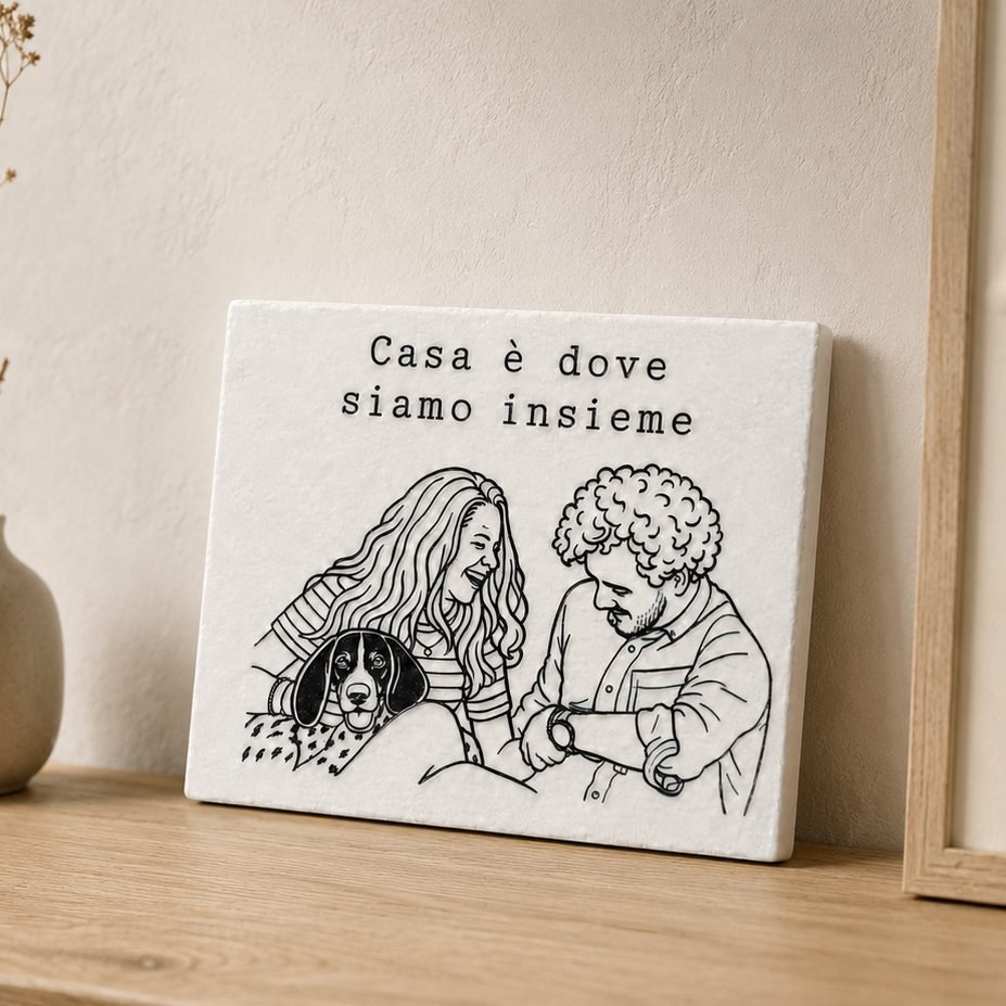 Targa line art Casa è dove siamo insieme